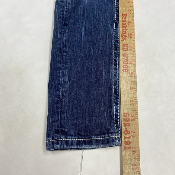 Miss Me Jeans 27x30 Signature Skinny Blue Denim Embellished Flap Pocket Aztec - Picture 10 of 11